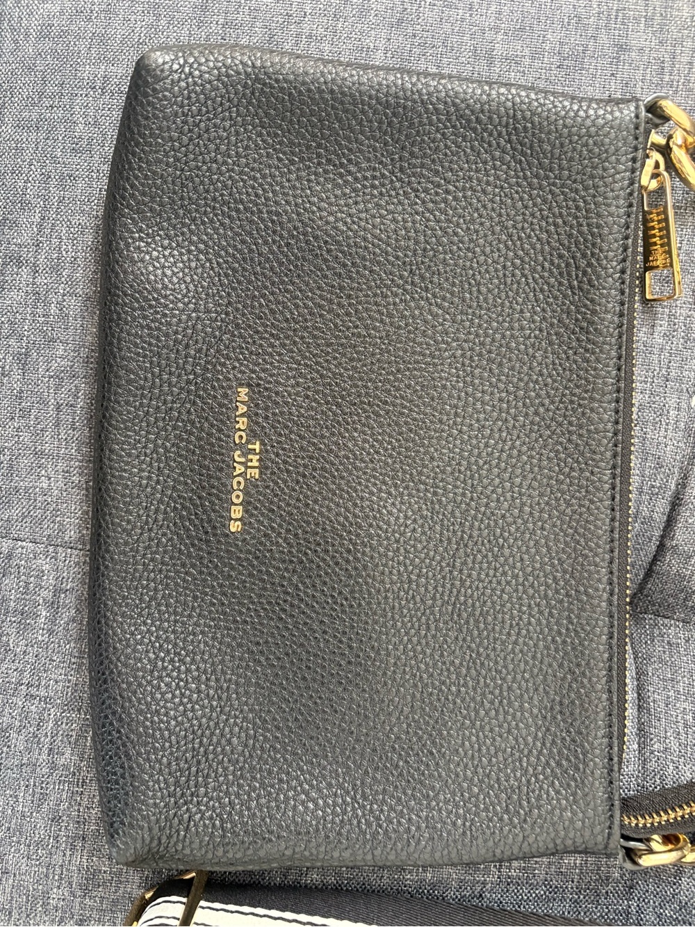 Marc Jacobs Black Pebbled Leather Crossbody Bag with Stripe Strap - Picture 2 of 9